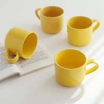 로코리빙 원톤 컬러 빅 머그 430ml, 옐로우, 4개