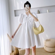 빈템 임부 퍼프 카라 미니 원피스