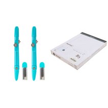 델리 수학교구 리갈패드 절취 유선 줄노트 B5 화이트 5p + 알로이 컴퍼스 블루 2p 세트 8607, 1세트