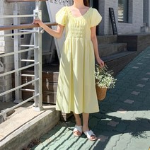 여성용 바리마 오프숄더 퍼프 주름 롱 원피스 cpops8860k34