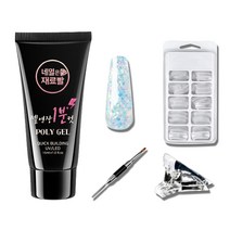 네일은재료빨 글리터 폴리젤 15ml + 일반팁 100p + 듀얼 브러쉬 + 클립 세트, 003, 1세트