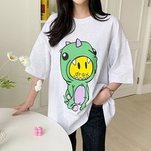 티탁 여성용 티라노 반팔 면 티셔츠