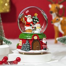 쿼르디 크리스마스 스노우볼 워터볼 오르골 무드등 산타 굴뚝 대형, 혼합색상