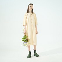 보연 베이지 벨티드 큰카라 원피스 702