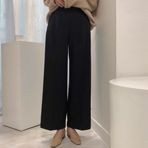 체리체리 여성용 데일리 핀턱 뒷밴딩 와이드 슬랙스