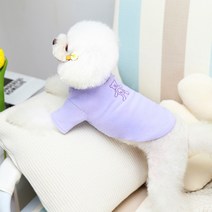 파스텔펫 반려동물 하트베어 터틀넥 플리스 티셔츠, 퍼플