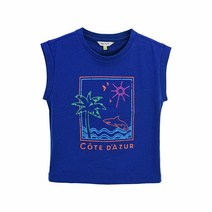 컬리수 남아용 네온 포인트 민소매 티셔츠 C222TSG51P