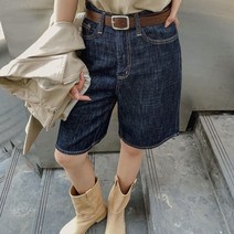 여성용 멜팅 린넨생지 데님 반바지