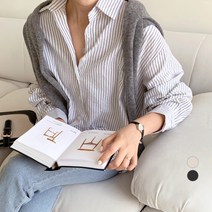 보에리에 여성용 루즈핏 스트라이프 셔츠 남방