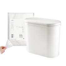 모나코올리브 원터치 와이드 휴지통 + 뽑아쓰는 분리수거 비닐봉투 짱짱 클린롤 벌크 20L x 100p 세트, 화이트, 1세트