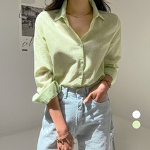세컨그라운드 여성용 썸머 베이직 린넨 셔츠