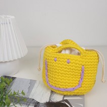 플랜데이 스마일 큐티 비비드 뜨개 니트 미니 토트백