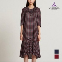 올리비아로렌 [비비올리비아] 체크 프릴 롱 원피스 VVCOAWF7221