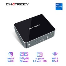 Chatreey-미니 pc i7 10510U i5 10210U Nvme SSD 윈도우즈 11 게임용 데스크탑 컴퓨터 2xGigabit 이더넷, 04 i7-10510U_03 UK, 01 16G 512G SSD 1TB HDD