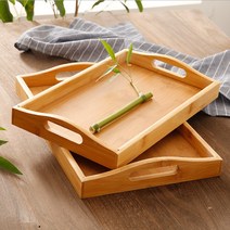 사각 손잡이 우드트레이 카페 대나무 원목 나무 쟁반, 2-우드트레이-대