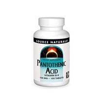 소스네추럴스 판토테닉 애시드 비타민B5 100mg 100태블릿 판토텐산, 100 Count (Pack of 1)