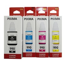 캐논 GI-990 BK 잉크 G3910 G3900 G2910 G2900 G4900, 4색세트, 1세트
