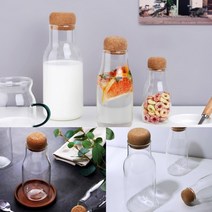 코르크 내열유리 보틀 대 600ML 작은유리병 유리우유병 유리공병 우유병 유리우유병, 대(600ml)