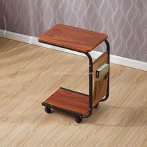 원목 북유럽 폭좁은 사이드 테이블 책상 타일 이동식 소파 침대 간이 거실 나혼자 옆 틈새, 마호가니 65cm