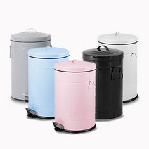 댐퍼 무소음 양철 페달 인테리어 휴지통 20L 쓰레기통, 화이트, 20L (화이트)