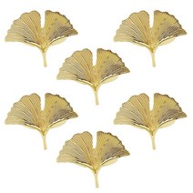 6pcs ginkgo 잎 결혼식 파티 어머니의 날 저녁 식사 테이블 장식을위한 냅킨 링 버클 홀더, 금