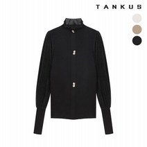 탱커스 여성 프릴 카라 더블 버튼 골지 니트