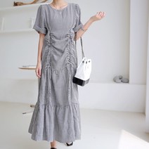 하이데일리 체크셔링 롱원피스