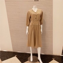 모스코나 NC05 브이넥단추7부소매원피스 MOOW224Z1