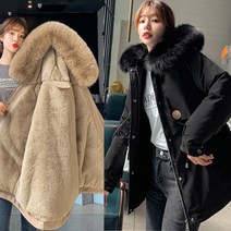 소프트 밍크 퍼 안감 여성 패딩 데일리 야상 점퍼 겨울