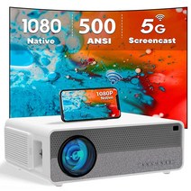 미국발송 ANXONIT 기본 1080P 프로젝터 500 ANSI 루멘 FHD 비디오 프로젝터 5G Wi-Fi 스크린캐스트 블루투스가 있는 듀얼 8W 스피커 300인치 스크린