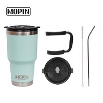 모핀 대용량 진공텀블러 선택05 [텀블러+씰링캡+두줄손잡이+빨대+청소솔], 900ml, 민트