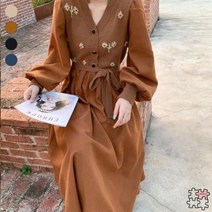페이퍼먼츠 뜨개 꽃 자수 니트 롱 원피스 00915