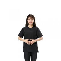 강아지 반려견 미용 카페 앞치마 가운 미용샵 털깎이 샵창업, M, 반팔 싱글 탑 블랭크