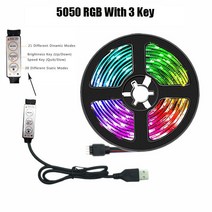 인테리어장식품 5050 Usb Rgb Led 스트립 30M 블루투스 제어 5V 백색 조명 벽 방 유연한 리본 Tv 데스크탑, [01] 5050 3Key, [10] 30m