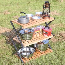 폴더블 쉘프 우드 3단 4단 캠핑 접이식 선반 캔버라