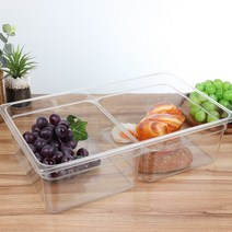 PC 밧드 투명 9분의1 2인치 AA 냉장고 정리 밀폐 보관 통 플라스틱 밧트, 투명 full (53x32.5cm), 6인치 15.2cm 더블밧드