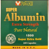 바이탈 수퍼 알부민 엑스트라 강도 퓨어 내츄럴 1 500mg 200 캡슐 슈퍼 엑스트라 골드, 1병, 200 소프트젤