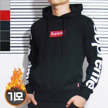슈프림 로고 프린팅 소매 후드티 남여공용 M-XL 커플티 특양면 학생 운동복 츄리닝 데일리룩
