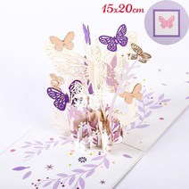 3D 입체 팝업카드 신년카드 생일 축하 인사말 초대 컷 소년 소녀 키즈 선물 감사 차량 미니어처 엽서, 창의 나비