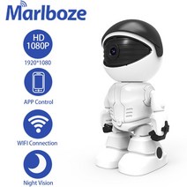 외부cctv Marlboze-1080P 로봇 와이파이 Ip 카메라 베이비 모니터 웹캠 앱 원격 제어 스마트 홈 비디오 감시 CCTV 무선, [05] White camera 128g, [02] 미국 플매트 카펫 러그