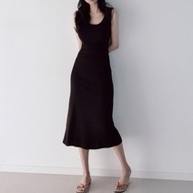 나날샵 / 골지 미디 롱 원피스 여성 여자 여름 블랙 홈웨어 롱슬립 플레어 A 하객 엄마옷 냉장고 편한옷 롱원피스 나시원피스 민소매 뷔스티에 원피스