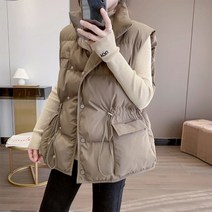 조끼베스트여성용 조끼 겨울 자켓 패션 따뜻한 탑 패딩 솔리드 민소매 캐주얼 빈티지 파카 2022