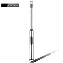 실외용난로 USB 충전식 긴 전기 플라즈마 아크 양초 라이터 스토브 방풍 야외용 제품, 02 Sliver