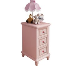핑크 침대옆협탁 아이방 공주풍이쁜가구 하트 3단좁은협탁