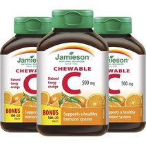 자미에슨 츄어블 C 500mg 내추럴 탠지 오렌지 타블렛, 120개입, 3개