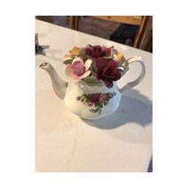c1962 로얄 알버트 Old Country Roses Miniature Teapot Flower Bouquet