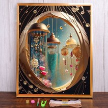 랜턴 드림 캐처 풍경 크로스 스티치 DIY 자수 패턴 수제 수공예 취미 쥬얼리 판매실 장식, HMA92525+80x100cm+11CT Cotton