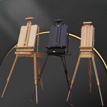 야외 그림그리기 이젤 삼각대 거치대, 팔레트 + 어깨 끈 + 페인트 상자
