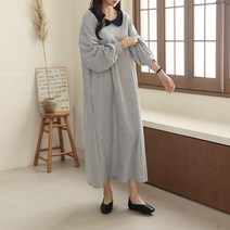 코지 여자 배색 큐티 미니 둥근카라 통넓은 롱원피스