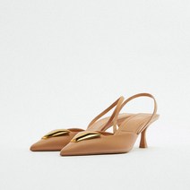 ZARA 자라 리얼 가죽 여성화 미들 뮐러 스틸레토 힐 스트랩 샌들